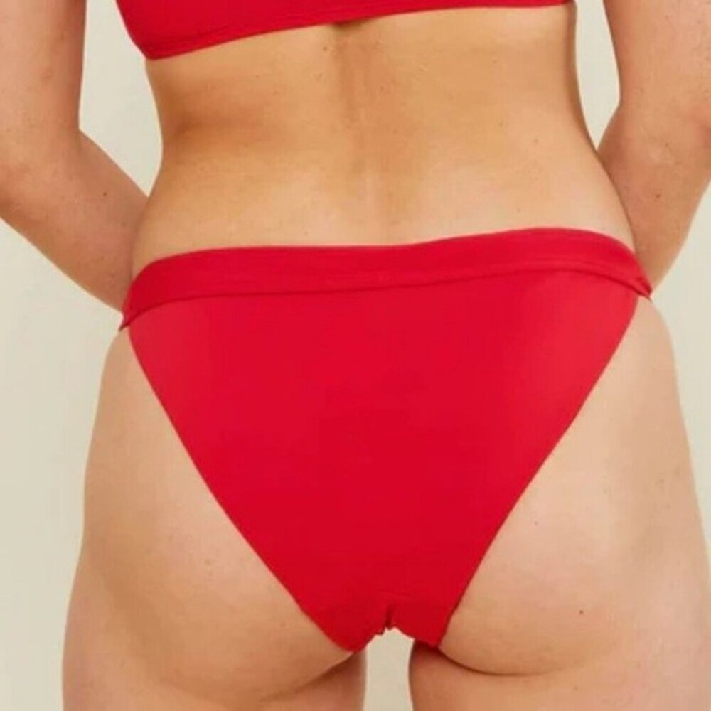 Andie Bikini Bottom Womens Small Red Banded Cheeky Swimsuit Separate New